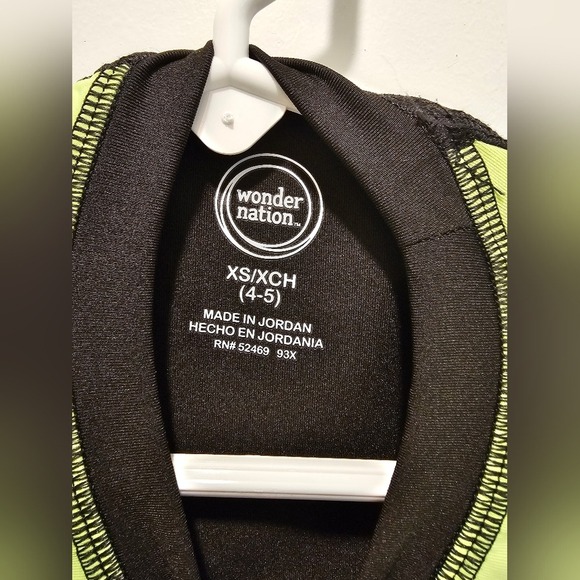 4/5 xs Wonder Nation black green and white rashguard swimshirt Vacation Summer - Picture 9 of 15